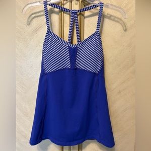 Athleta Purple & White Striped Tankini Top